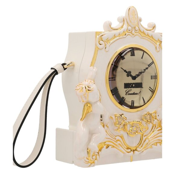 AW22 MOSCHINO Couture Jeremy Scott White Clock Sculpted Ancient Clutch Handbag - Picture 4 of 9